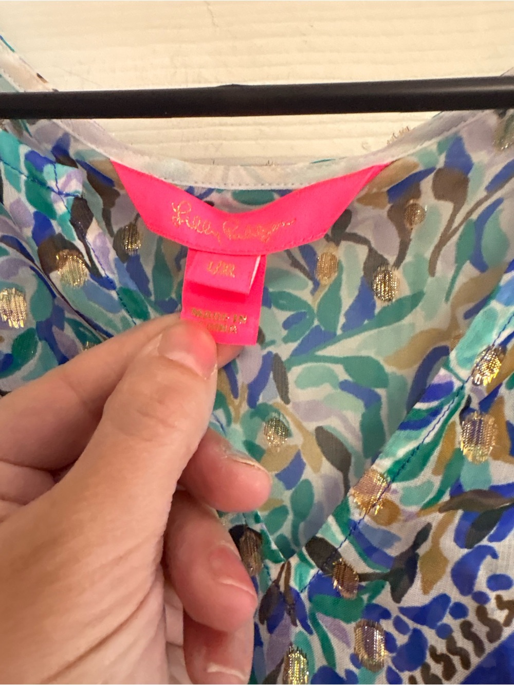 Lilly Pulitzer Jupiter Silk Maxi Caftan blue grotto fan favorite size LARGE / XL - Picture 7 of 7
